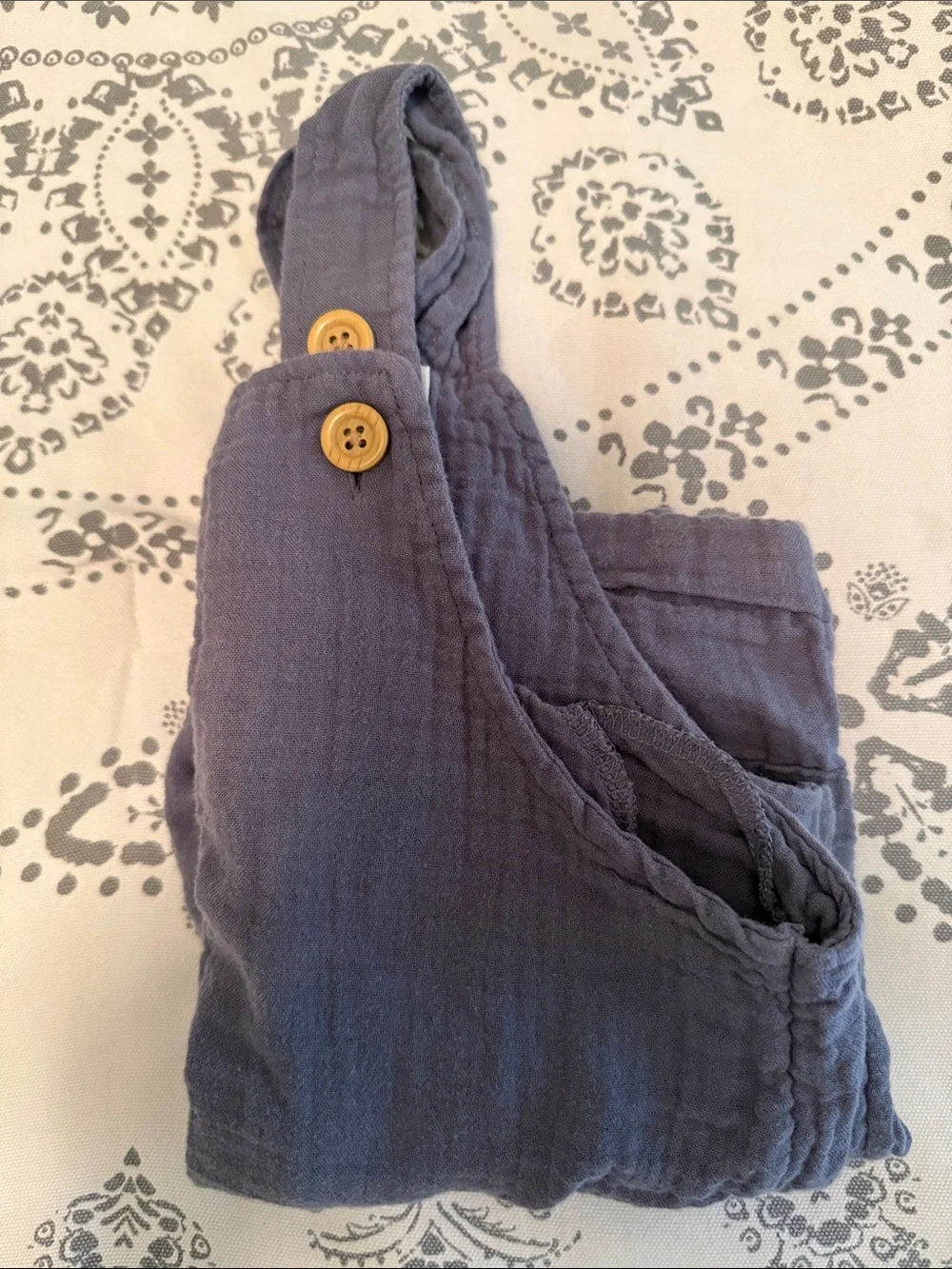 Toddler Navy Blue Cotton Overalls (Linen Inspired) - Size 18 Months